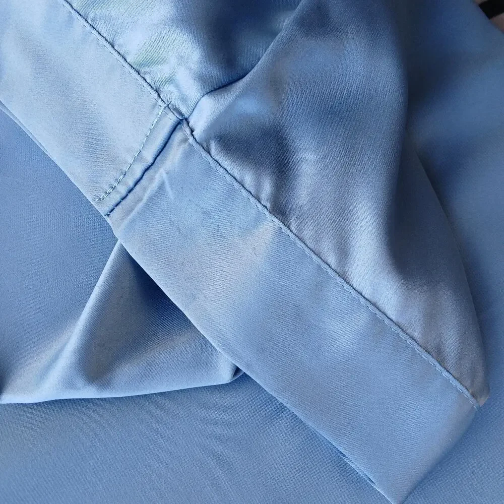 Blue Satin Lightweight Robe Men's Small shiny midi maxi kimono quiet luxury - Picture 16 of 16